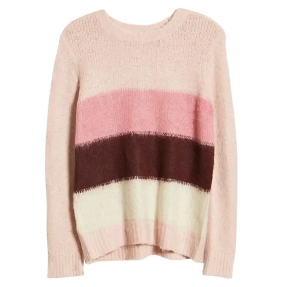 Vince Camuto Umbra Forest Pink Shadow Striped Sweater Size XL